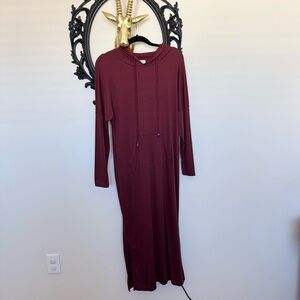 GIKING Burgundy Hoodie Dress